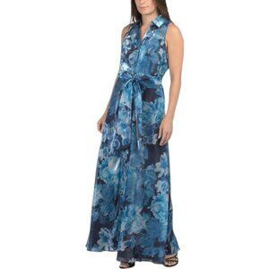 JULIA JORDAN Sleeveless Organza Shirt Dress Gown